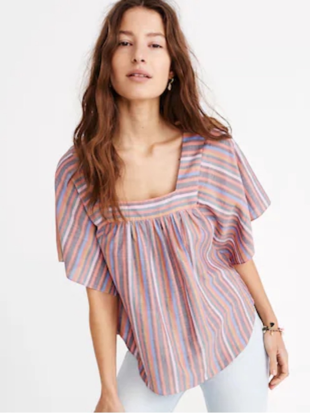 Madewell Butterfly Top Rainbow of Colors Flowy 70’s Vibe Size S
